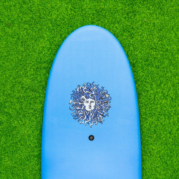 Plantain - Soft Top Foam Surfboard - Includes Leash and Fins - Lt. Blue
