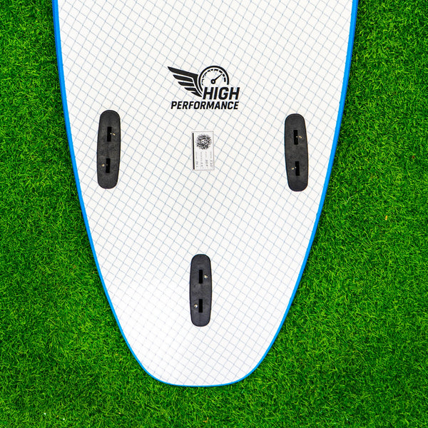High Performance - Soft Top Foam Surfboard - Includes Leash and Fins - Lt. Blue