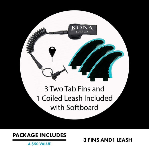 4-4 4ft 4in Bodyboard - Soft Top Short Foam Surfboard for Beginners and Kids - Includes Leash and Fins