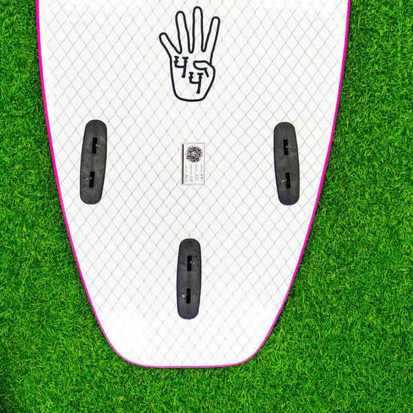 4-4 4ft 4in Bodyboard - Soft Top Short Foam Surfboard for Beginners and Kids - Includes Leash and Fins - Pink