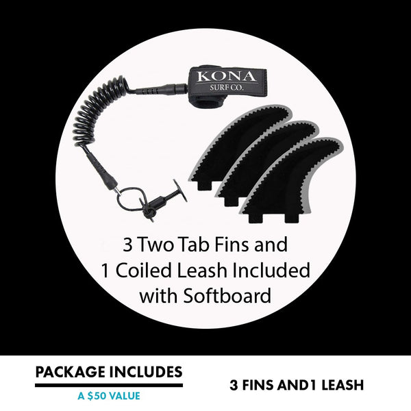 The 4-4 Soft Top Short Foam Surfboard for Beginners and Kids - Includes Leash + Fins