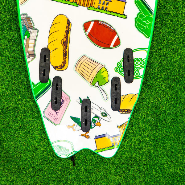 5-5 5ft 5in Fish - Soft Top Short Foam Surfboard for Beginners and Kids - Includes Leash and Fins - Green For the Birds