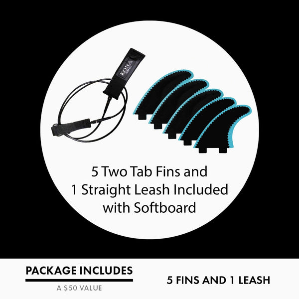 5-5 Soft Top Short Foam Surfboard for Beginners and Kids - Includes Leash + Fins