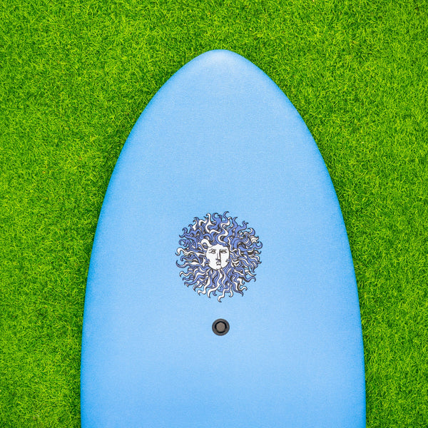 5-5 5ft 5in Fish - Soft Top Short Foam Surfboard for Beginners and Kids - Includes Leash and Fins - Lt Blue