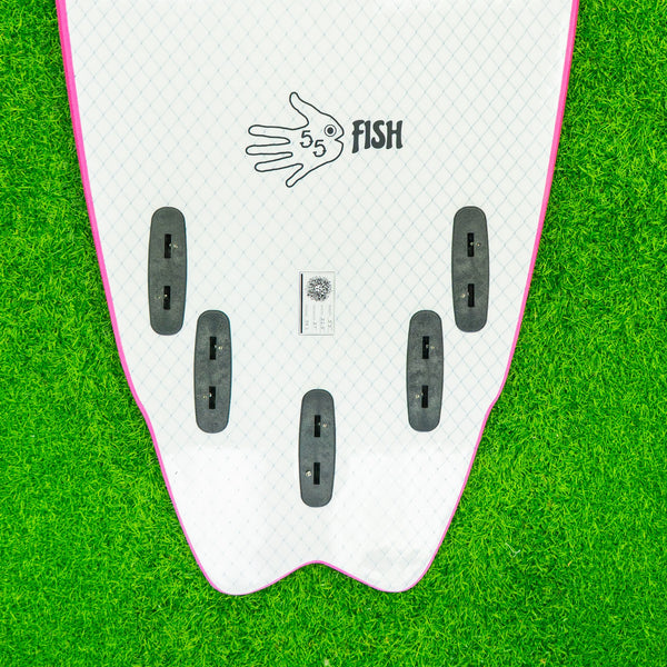 5-5 5ft 5in Fish - Soft Top Short Foam Surfboard for Beginners and Kids - Includes Leash and Fins - Pink
