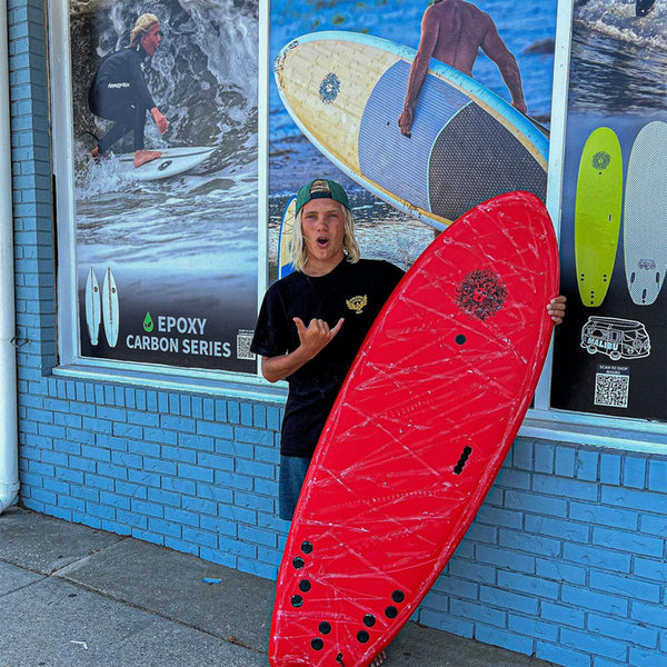 5-5 Soft Top Short Foam Surfboard for Beginners and Kids - Includes Leash + Fins