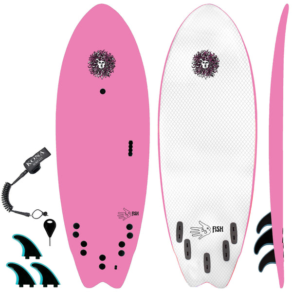 5-5 Soft Top Short Foam Surfboard for Beginners and Kids - Includes Leash + Fins