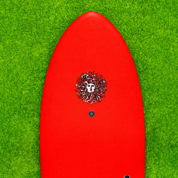 5-5 5ft 5in Fish - Soft Top Short Foam Surfboard for Beginners and Kids - Includes Leash and Fins - Red