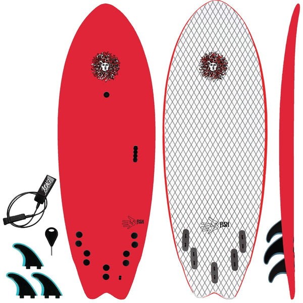 5-5 Soft Top Short Foam Surfboard for Beginners and Kids - Includes Leash + Fins