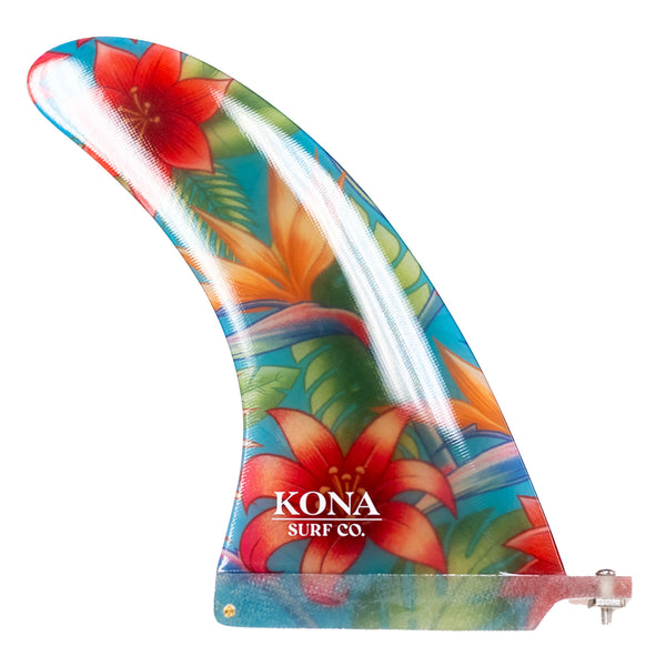 Classic Single Longboard Fins - Blue Floral