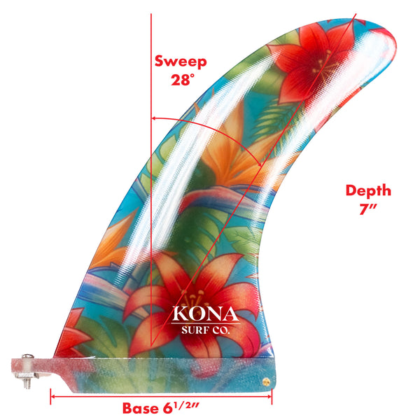 Classic Single Longboard Fins - Blue Floral