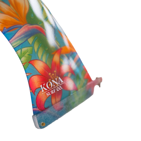 Classic Single Longboard Fins - Blue Floral