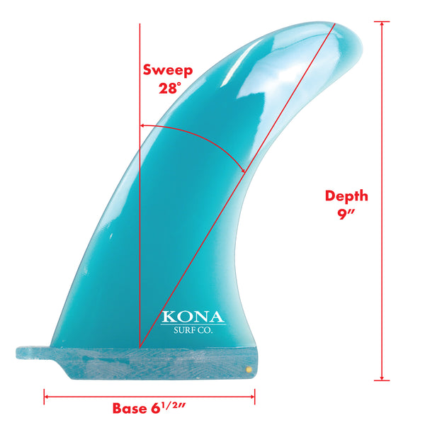 Classic Single Longboard Fins - Fiberglass Blue