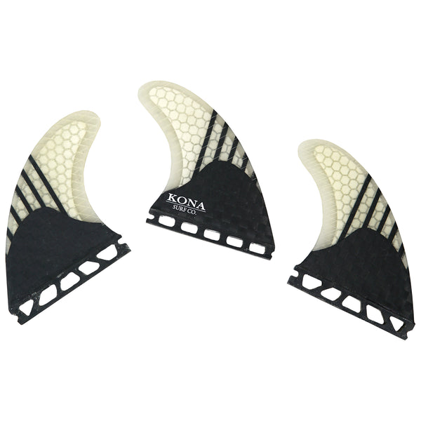 Single Tab (5 Fin) Shortboard Fins - Carbon Lines/White Comb