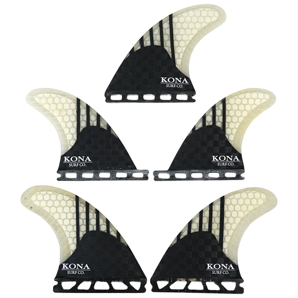 Single Tab (5 Fin) Shortboard Fins - Carbon Lines/White Comb