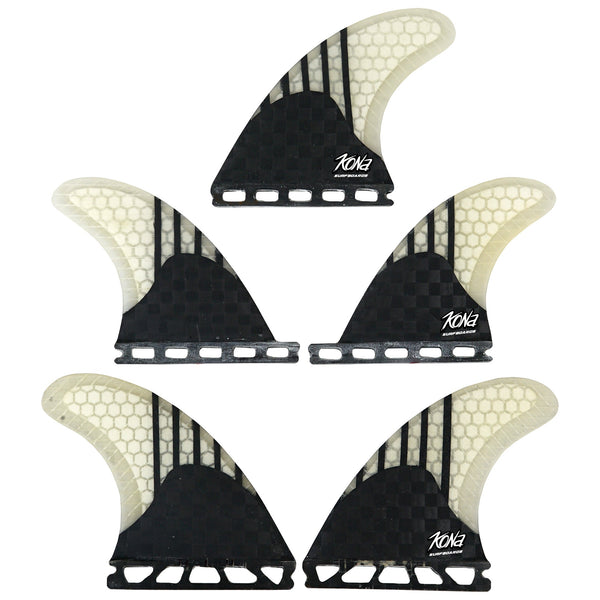 Single Tab (5 Fin) Shortboard Fins - Carbon Lines/White Comb
