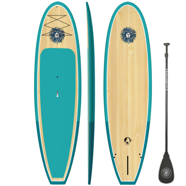 The Escape Standup Paddleboard Package - Bamboo/2T Teal/Bamboo