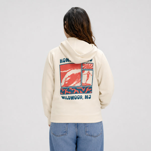 Panels of Summer Womens Zip Hoodie - Bone