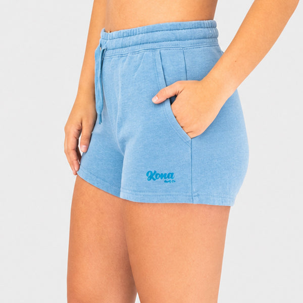 Script Womens Shorts - Misty Blue