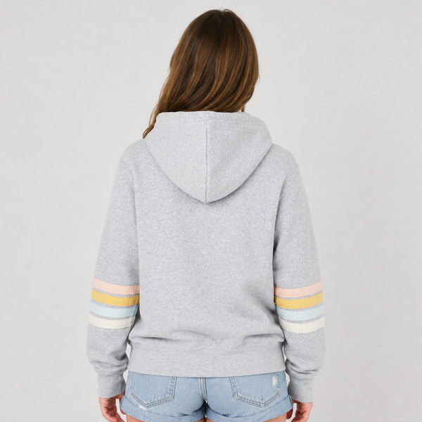 Luna Stripe Womens Zip Hoodie - Heather Grey