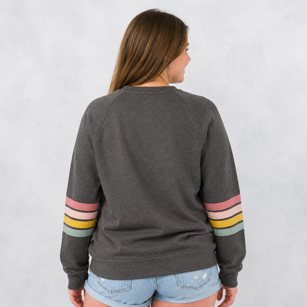 Luna Stripe Womens Crew Sweatshirt - Charcoal