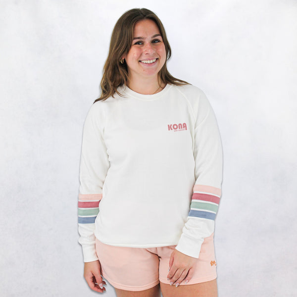 Luna Stripe Womens Crew Sweatshirt - Ivory