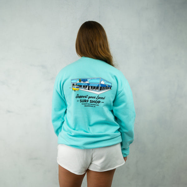 Support Your Local Surf Shop Womens Crew Sweatshirt