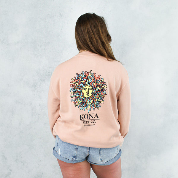 Original Sun Womens Crew Sweatshirt - Pigment Dusty Pink/Summer