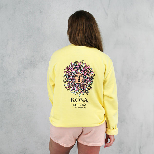 Original Sun Womens Crew Sweatshirt - Pigment Yellow/Coral
