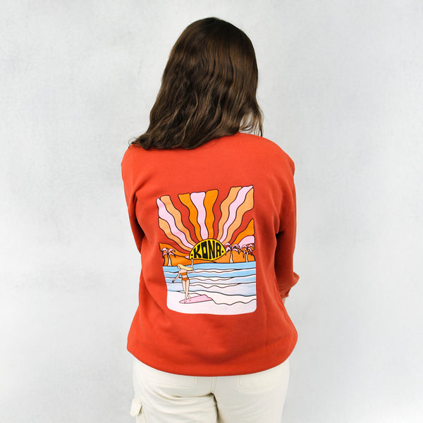 Evening Surfer Womens Crew Sweatshirt