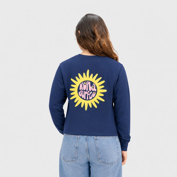 Sun Badge Womens Long Sleeve Shirt - Navy
