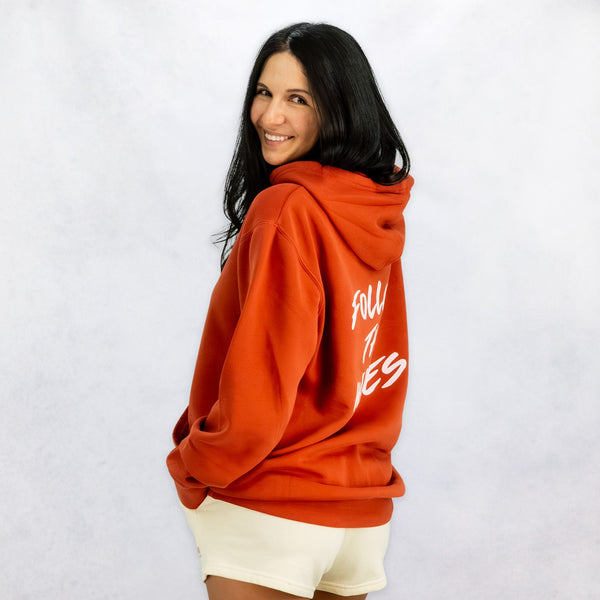 Follow the Waves Brush Womens Pullover Hoodie - Pigment Amber