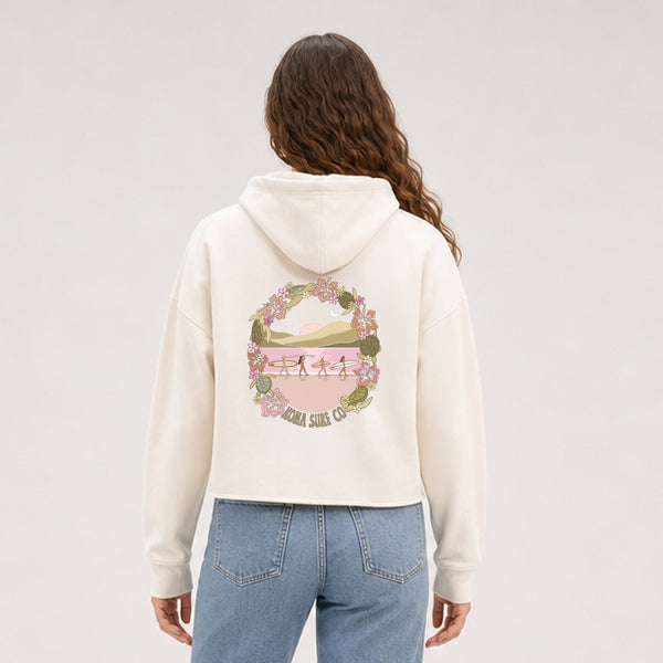 Reef Walk Womens Cropped Pullover Hoodie - Bone