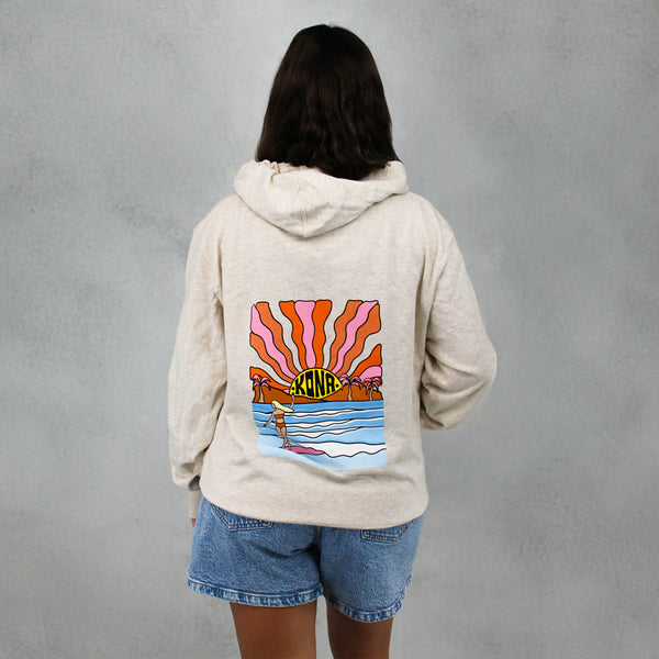 Evening Surfer Womens Zip Hoodie - Oatmeal Heather