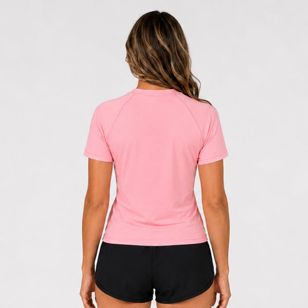 Script Stretch UV S/S Womens Rashguard - Pink