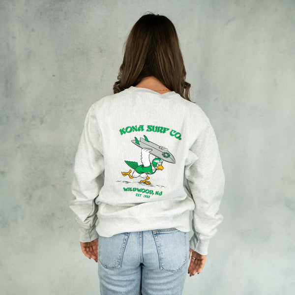 For The Birds Womens Crew Sweatshirt - Silver Grey