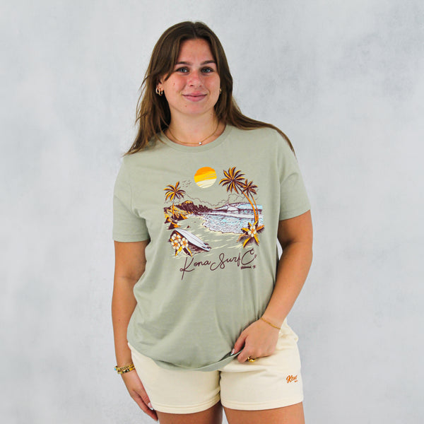 Island Scene Womens T-Shirt - Thyme