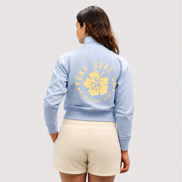 Hibiscus Puff Womens Jacket - Powder Blue