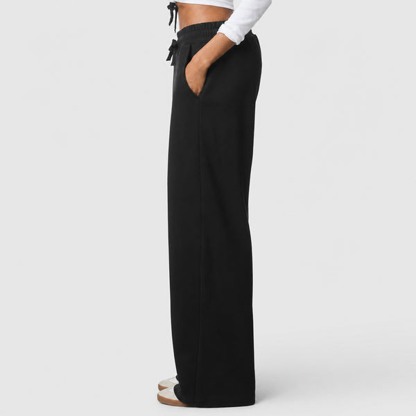 Script Wide Leg Womens Sweatpants - Black