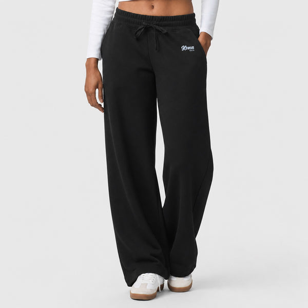 Script Wide Leg Womens Sweatpants - Black
