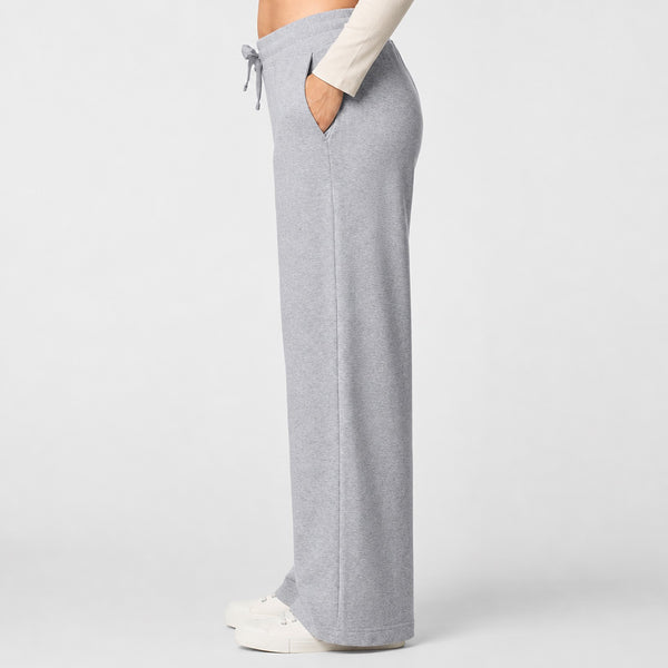 Script Wide Leg Womens Sweatpants - Heather Grey