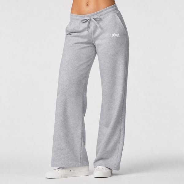 Script Wide Leg Womens Sweatpants - Heather Grey
