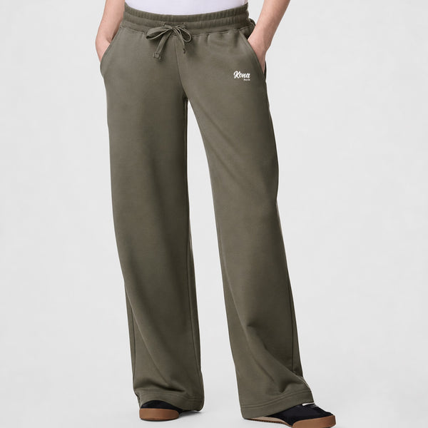 Script Wide Leg Womens Sweatpants - Lieutenant
