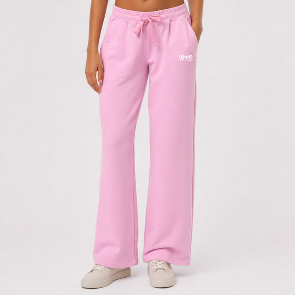 Script Wide Leg Womens Sweatpants - Powder Pink