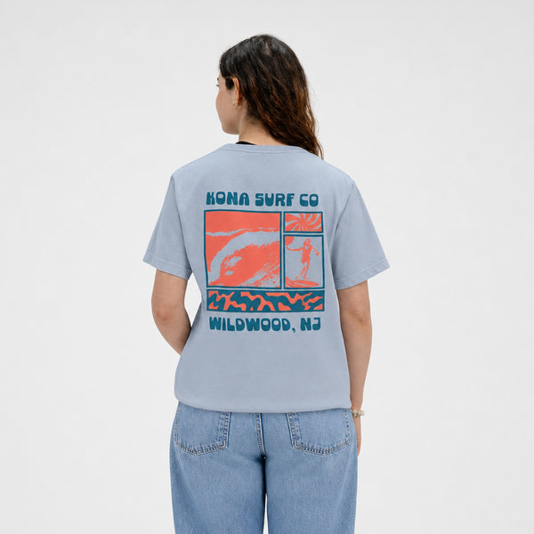Panels of Summer Womens T-Shirt - Light Washed Denim