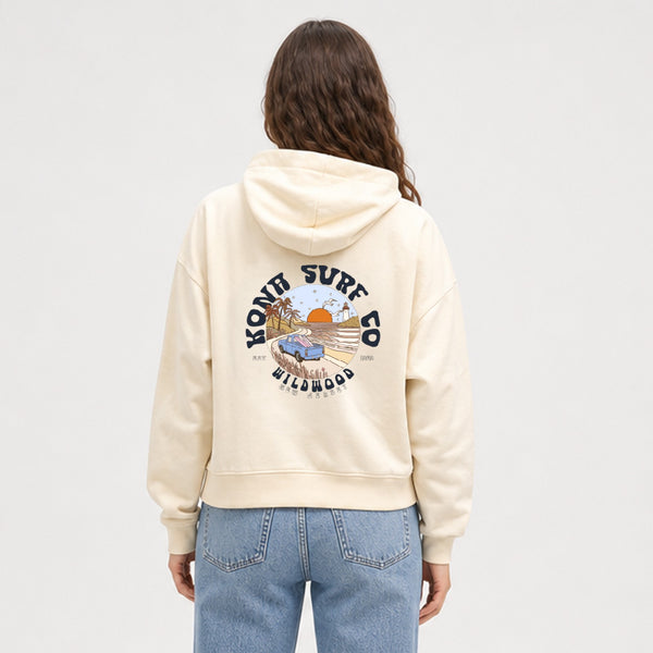 Road to the Beach Womens Pullover Hoodie - Bone