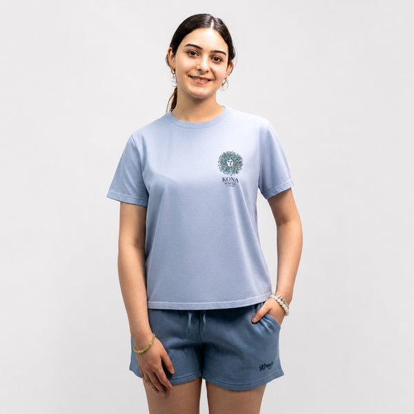 Original Sun Womens Midlength T-Shirt - Light Washed Denim/Ocean