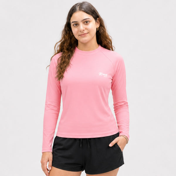 Script Stetch UV L/S Womens Rashguard - Pink