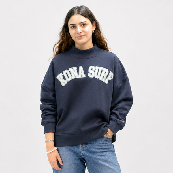 Signature Mock Womens Crew Sweatshirt - Navy