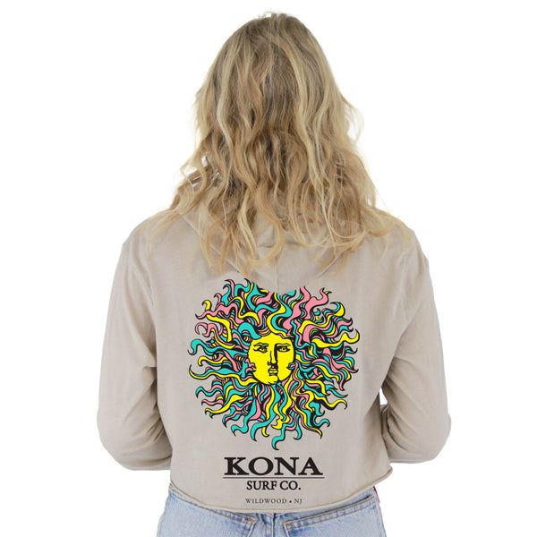 Original Sun Womens Cropped Pullover Hoodie